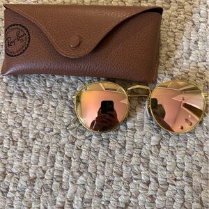Ray-Ban Gold and Pink Mirrored Sunglasses